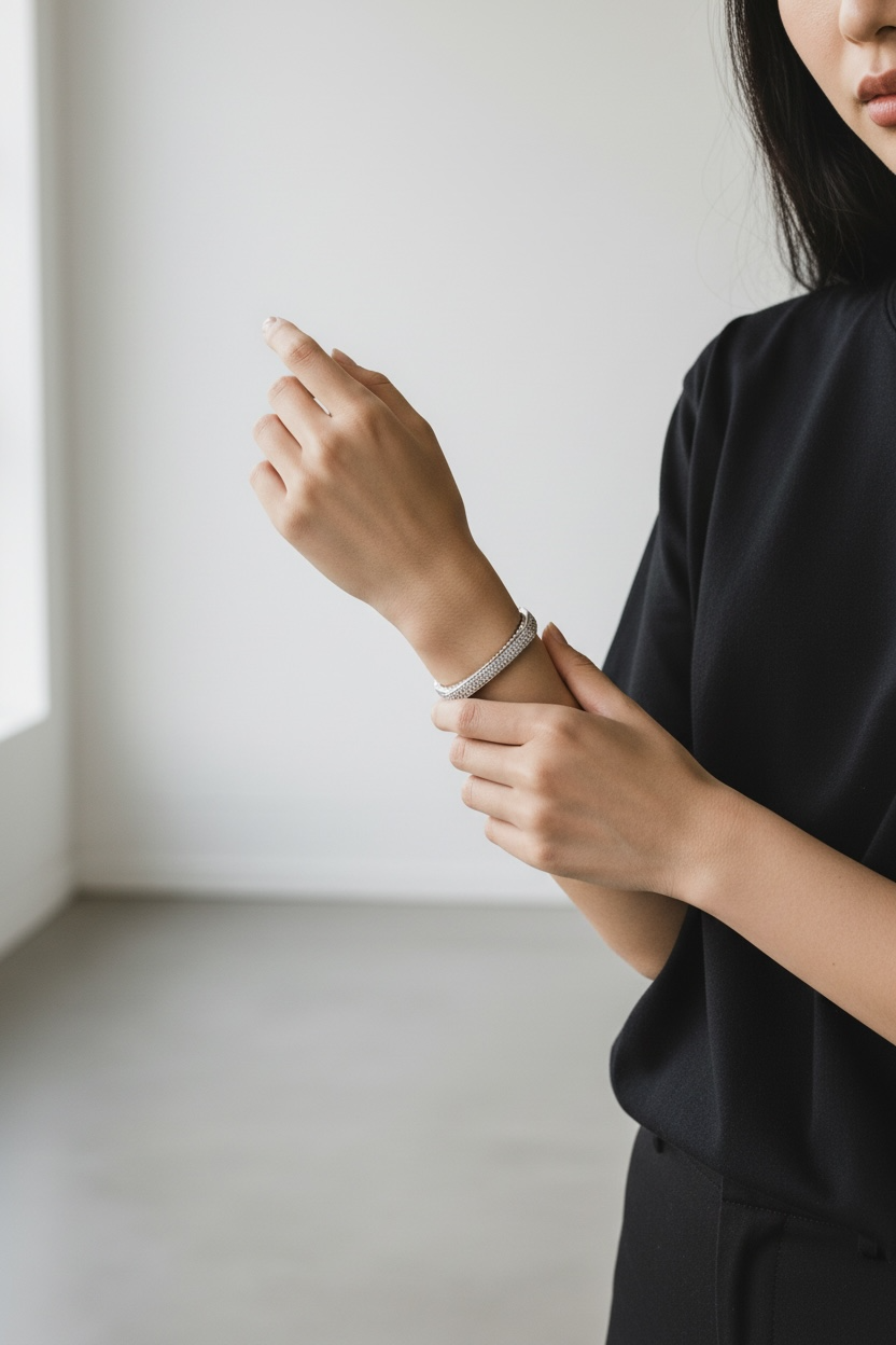Silver Square Pavé Bangle