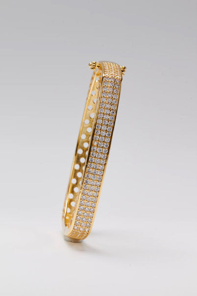 Gold Square Pavé Bangle