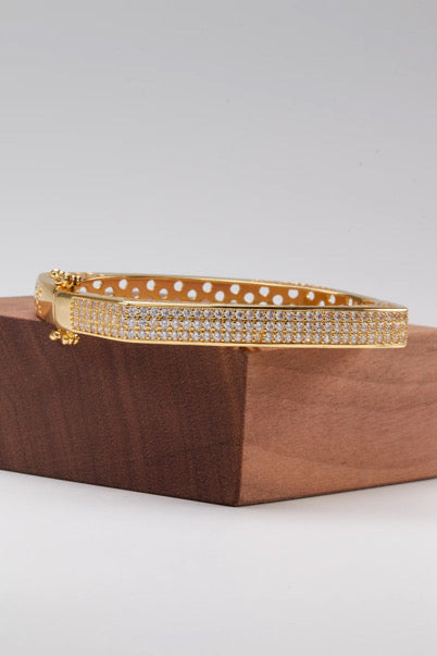 Gold Square Pavé Bangle