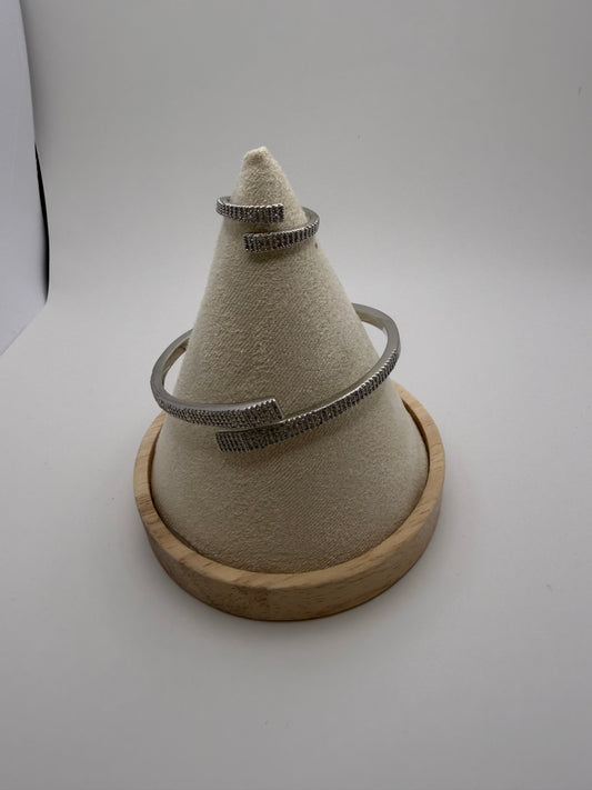 Nova Pavè Bangle & Ring Set – 18K White Gold Plated