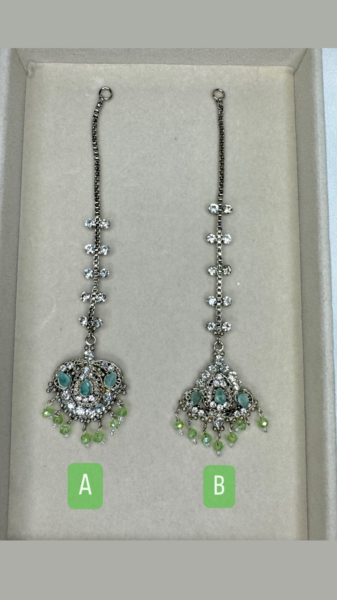 Amirah Choker set - Lime Green on silver