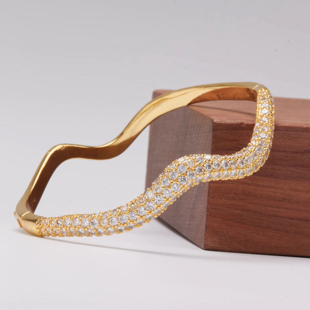 Gold Wave Bangle