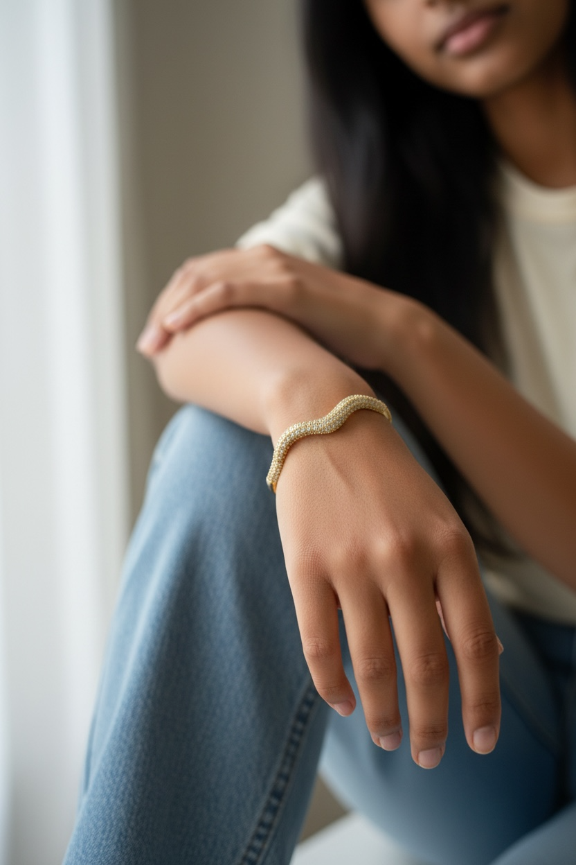 Gold Wave Bangle