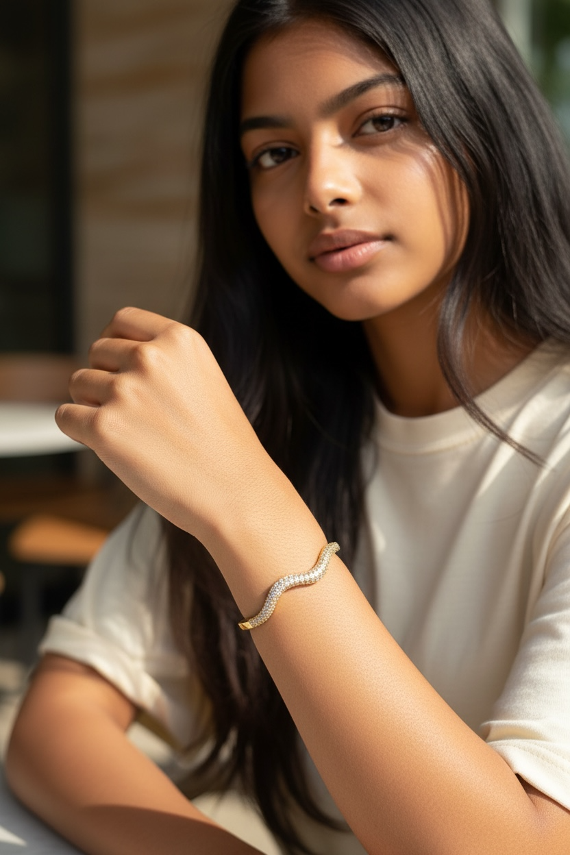 Gold Wave Bangle