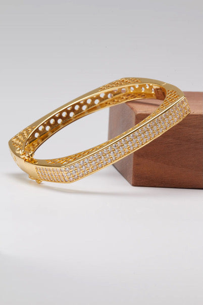 Gold Square Pavé Bangle
