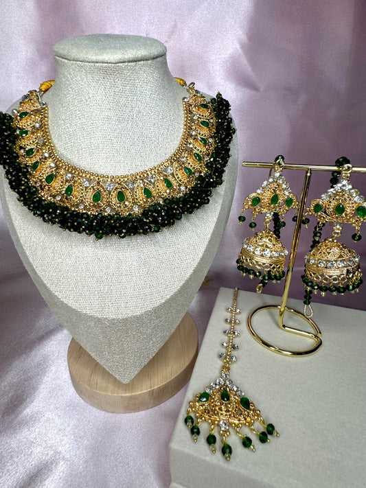 Amirah Necklace set - Dark Green