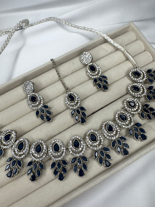 Zahra set - Dark Blue on Silver