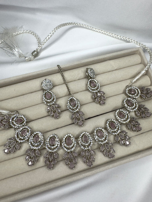 Zahra set - Light Pink on Silver