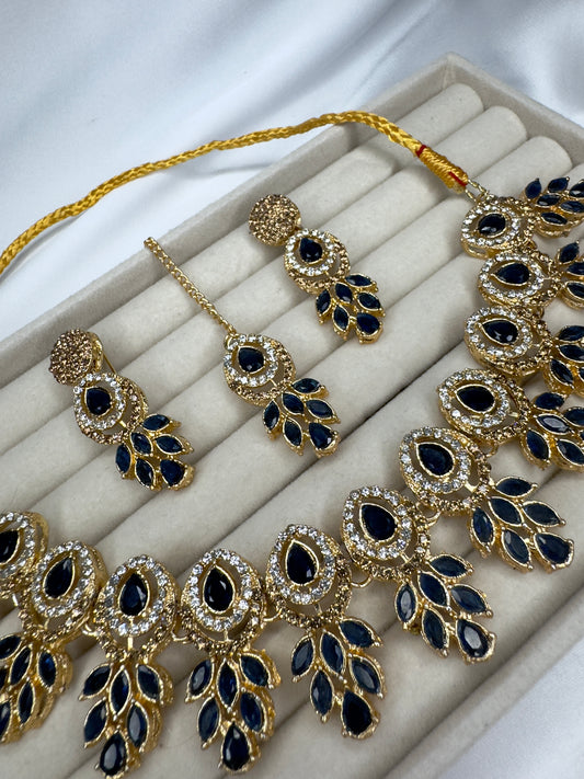 Zahra set - Dark blue on Gold