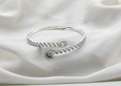 Celeste Teardrop Bangle & Ring Set – 18K White Gold Plated