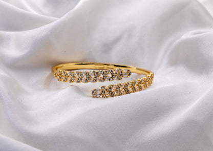 Luna Pavé Bangle & Ring Set – 18K White Gold Plated