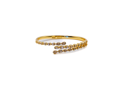 Marquise Vine Bangle & Ring Set – 18K White Gold Plated