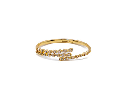 Marquise Vine Bangle & Ring Set – 18K White Gold Plated