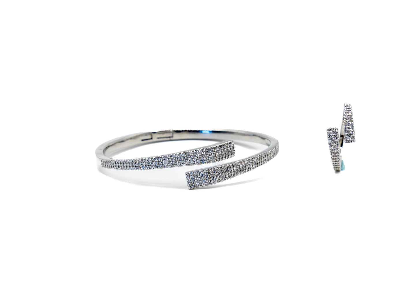 Nova Pavè Bangle & Ring Set – 18K White Gold Plated