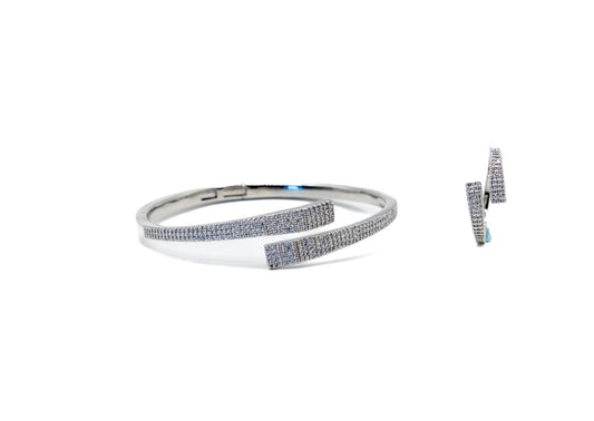 Nova Pavè Bangle & Ring Set – 18K White Gold Plated