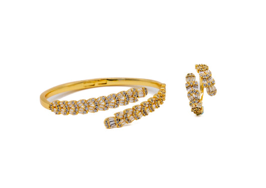 Luna Pavé Bangle & Ring Set – 18K White Gold Plated